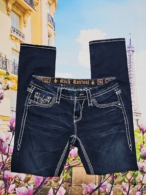 Rock Revival Vivian Dark Blue Skinny Jeans Size 26